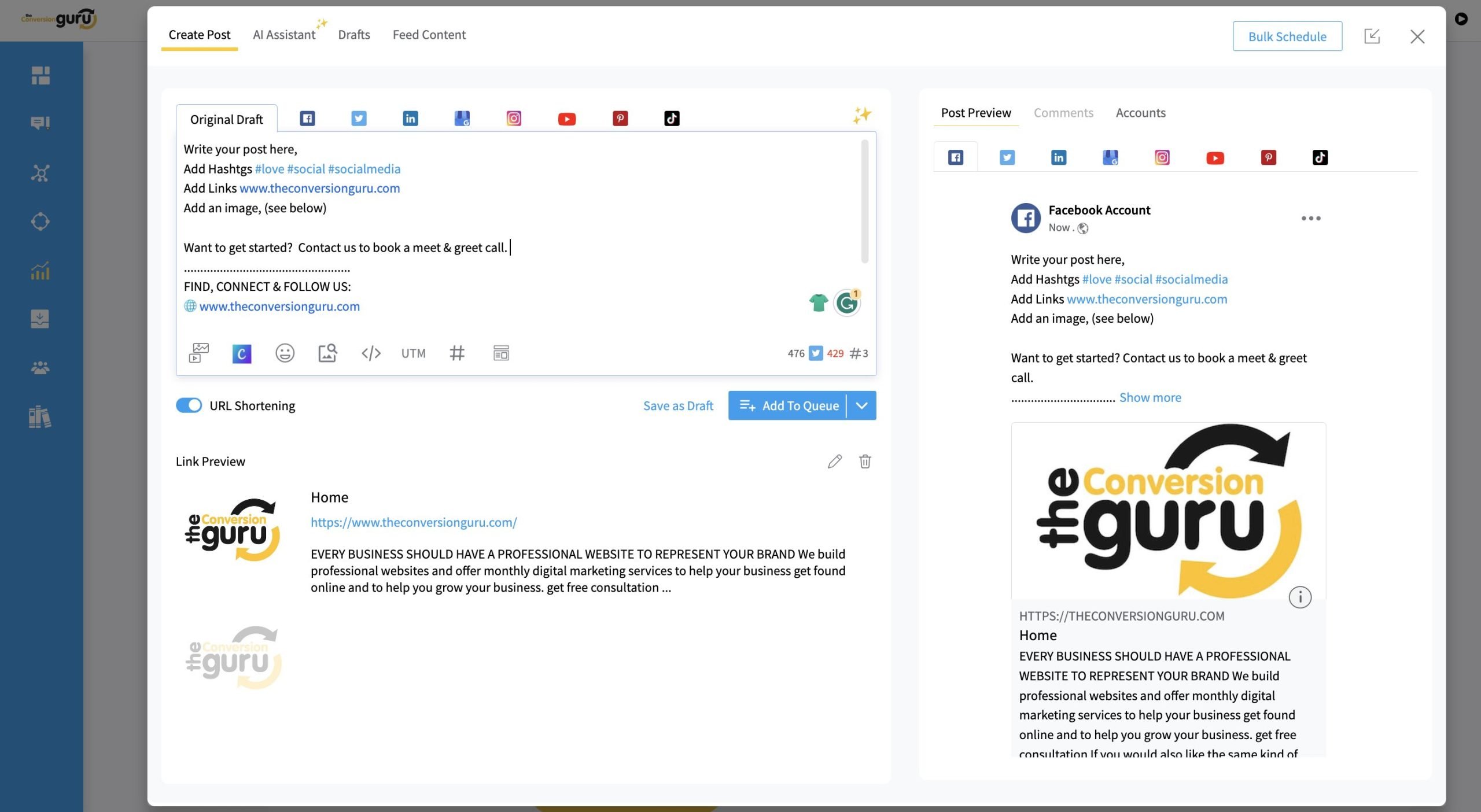 the social dashboard - the conversion guru